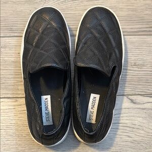 Steve Madden Black Quilted Slip-On Sneakers